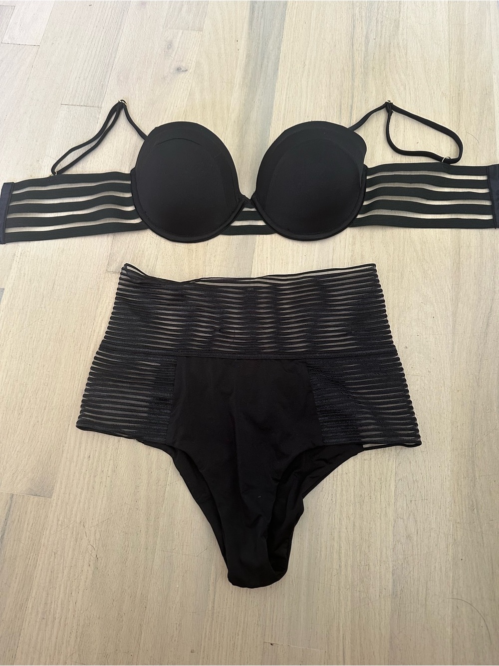 Beach Bunny Black Strappy Bikini “sheer addiction”